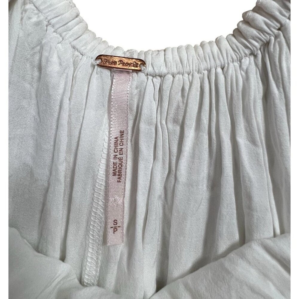 FREE PEOPLE JANIE EYELET RUFFLE MINI TUNIC DRESS Small Size White Embroidery - Picture 7 of 14
